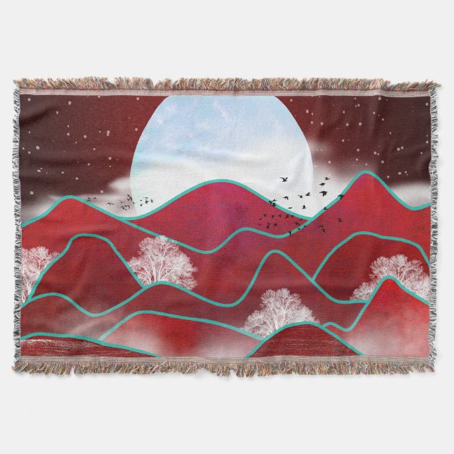 Red Moonrise Throw Blanket (Front)