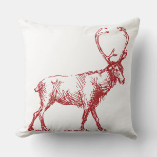 Red Moose Christmas Red Vintage Throw Pillow