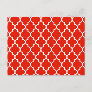 Red Moroccan Quatrefoil Pattern Postcard