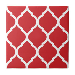 Red Moroccan Quatrefoil Patterned Ceramic Tile