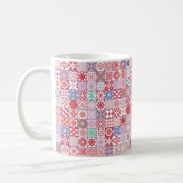 Red Moroccan tile Coffee Mug (Left)