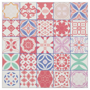 Red Moroccan tile Fabric