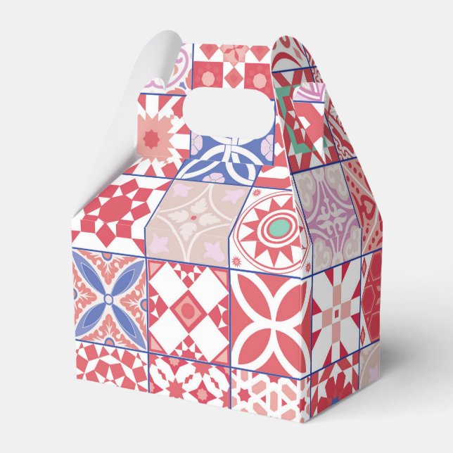 Red Moroccan tile Favour Box (Front Side)