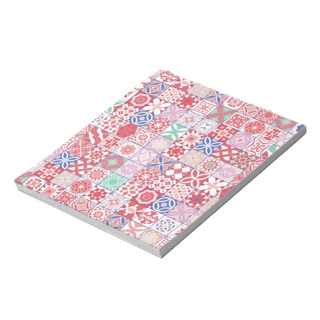 Red Moroccan tile Notepad (Rotated)