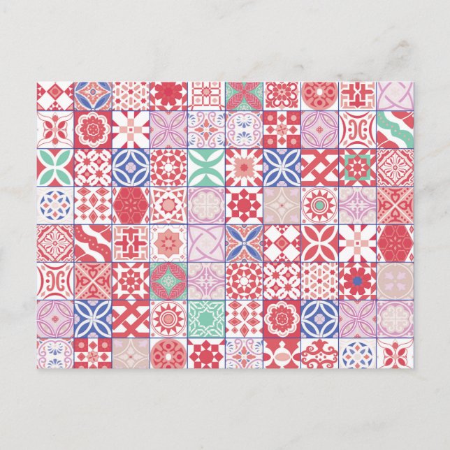 Red Moroccan tile Postcard (Front)
