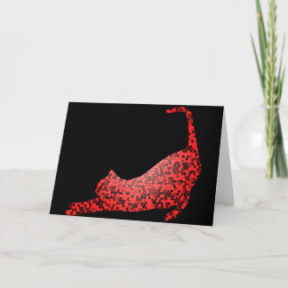 Red Mosaic Cat Custom Greeting cards