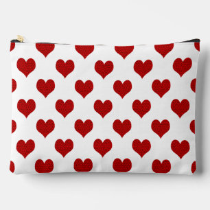 Red Mosaic Heart Pattern Accessory Pouch