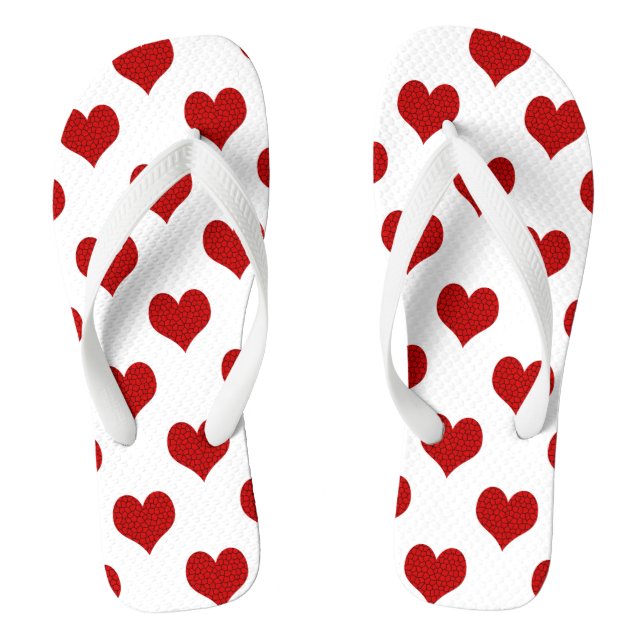 Red Mosaic Heart Pattern Thongs (Footbed)