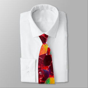 Red mosaic hexagon abstract shiny glitter pattern tie