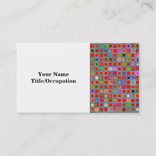 Red, Moss Green And Blue 'Clay' Tiles Pattern Business Card