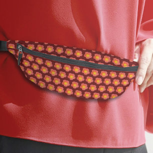 Red Moss Rose Flower Seamless on Fanny Pack
