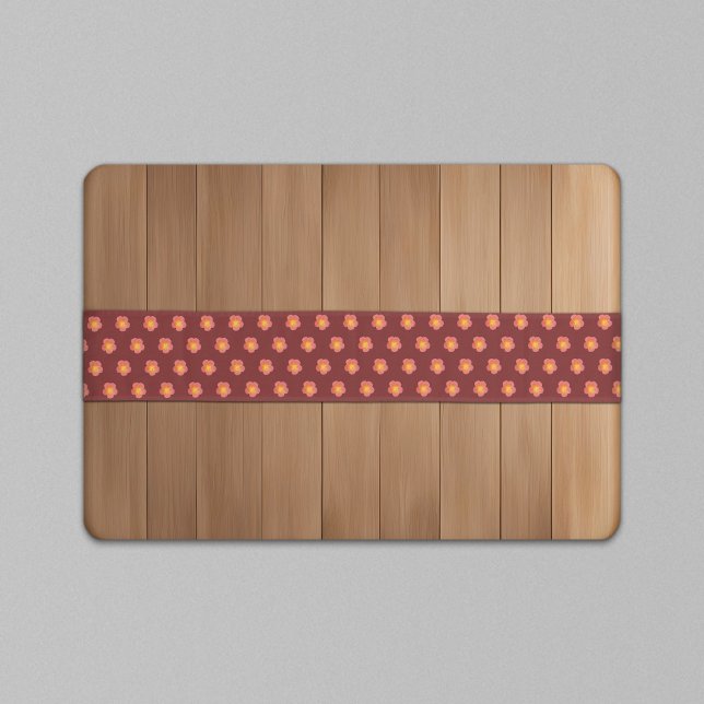 Red Moss Rose Flower Seamless Pattern on Long Table Runner (Red Moss Rose flower seamless pattern on table runner)