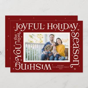 Red Most Joyful Holiday Season Photo Holiday Card