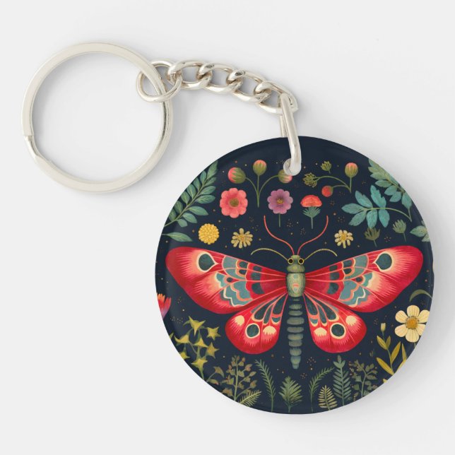 Red Moth In The Night Garden Key Ring (Front)