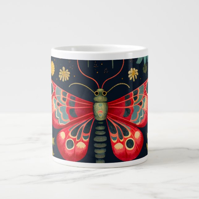 Red Moth In The Night Garden Large Coffee Mug (Front)