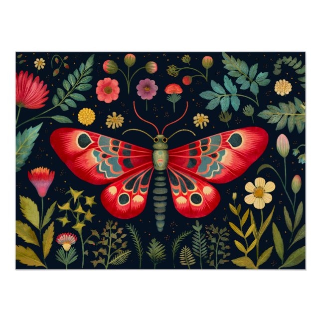 Red Moth In The Night Garden Poster (Front)