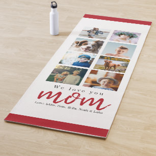 Red mothers day gift photo collage mum yoga mat