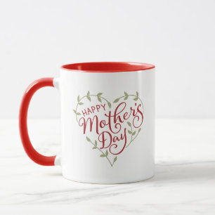 Red Mother's Day Heart 2 Photo Personalised Mug