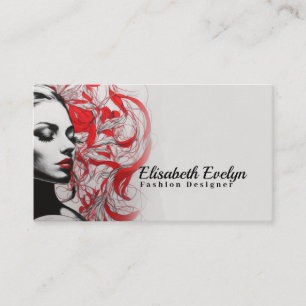 Red Motif and Plant Silhouette Ornamental g654 Business Card