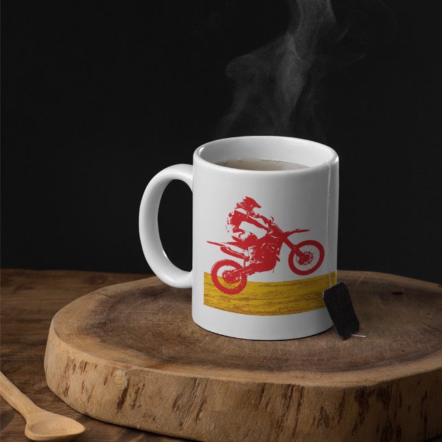 Red Motocross Dirt Bike Rider Silhouette Coffee Mug (Creator Uploaded)