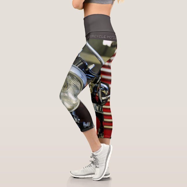 Red Motorbike Motorcycle Bike Garage Capri Leggings (Left)