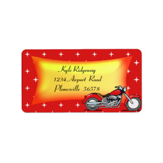 Red Motorcycle address label