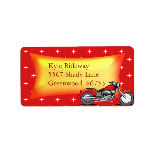 Red Motorcycle Address Label (Front)