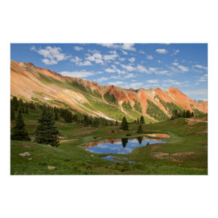 Red Mountain Reflection Poster