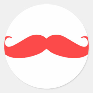 Red Moustache Stache for Christmas Classic Round Sticker
