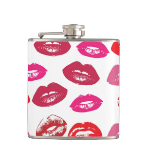 Red mouths Pattern Personalised Hip Flask