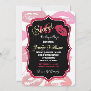 Red mouths Pattern Personalised                    Invitation