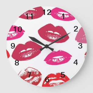 Red mouths Pattern Personalised Large Clock