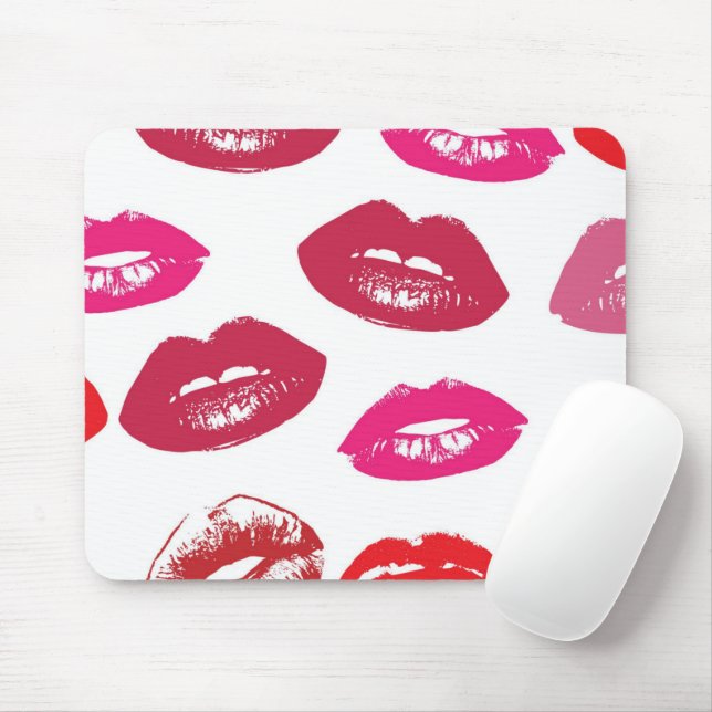 Red mouths Pattern Personalised Mouse Pad (With Mouse)