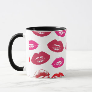 Red mouths Pattern Personalised Mug