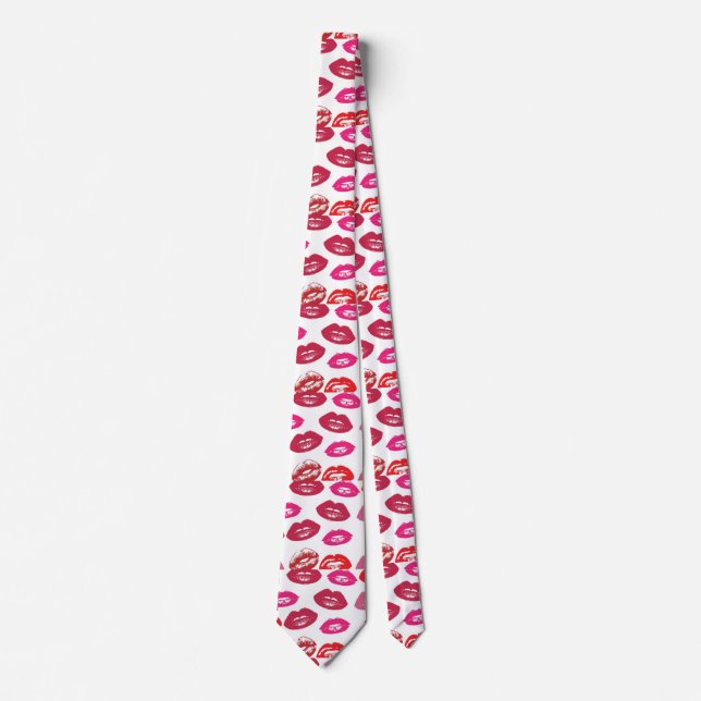 Red mouths Pattern Personalised Tie (Front)
