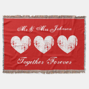 Red mr and mrs throw blanket for newly weds couple