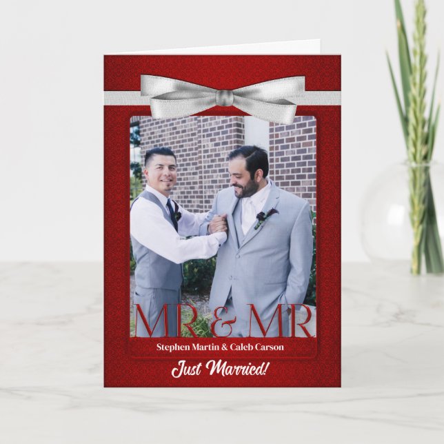 Red Mr. & Mr. Gay Wedding Reception Invitation (Front)