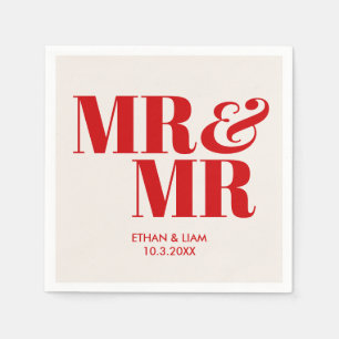 Red Mr & Mr Groom Personalised Wedding Napkins