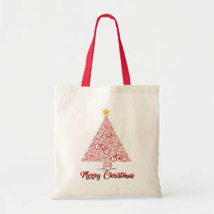 Red Mtb Bicycle Christmas Tree Merry Christmas Tote Bag