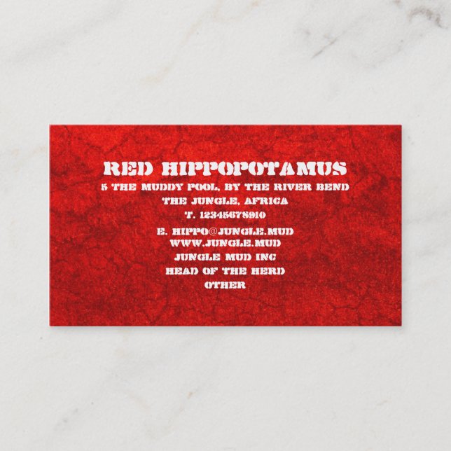 Red Mud - Customised Business Card (Front)