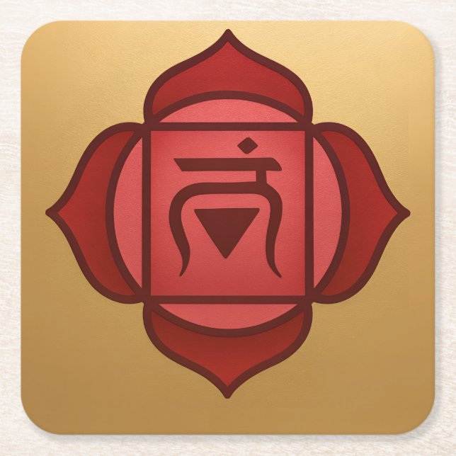 Red Muladhara Root Chakra Gold Coaster Set (Front)
