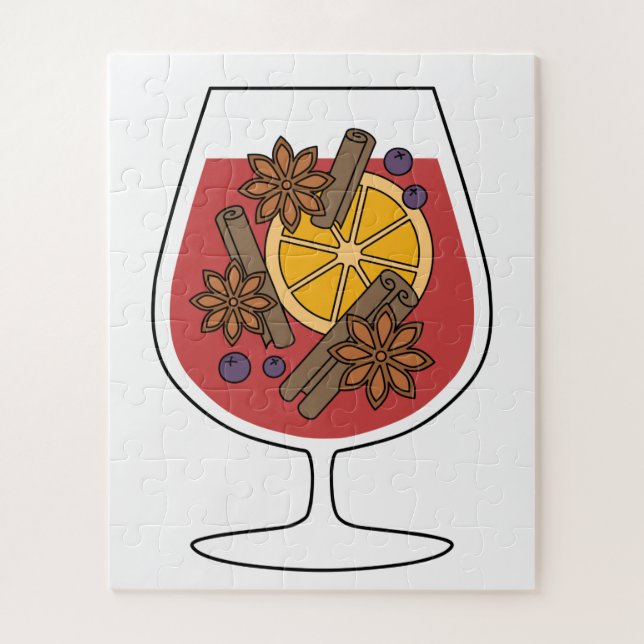 Red mulled wine xmas drawing jigsaw puzzle (Vertical)