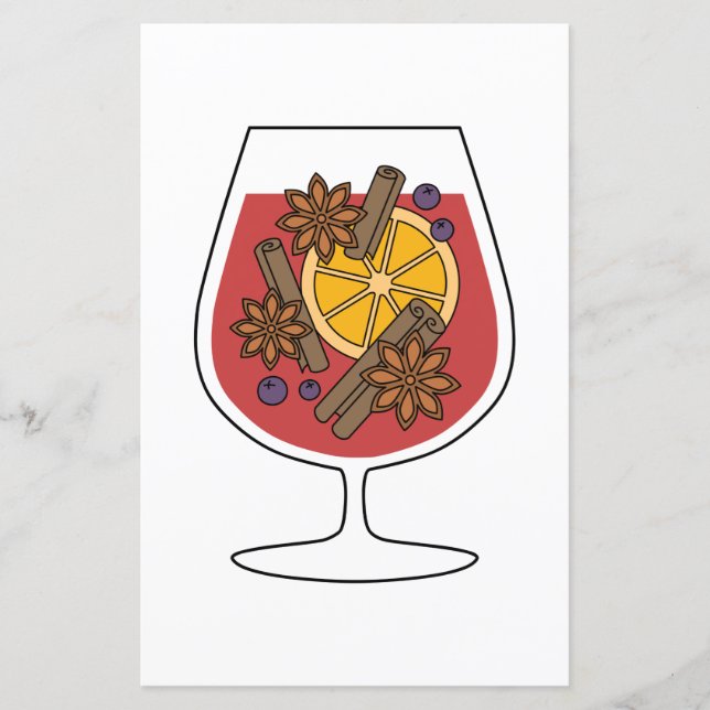 Red mulled wine xmas drawing stationery (Front)