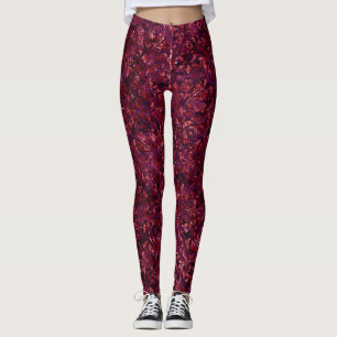 Red Multi Crushed Velvet Women's Leggings