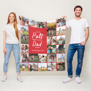 Red multi photo modern minimal golf dad fleece blanket