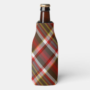 Red Multi Plaid Bottle Cooler