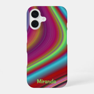 Red Multicolor Line Pattern iPhone 16 Case