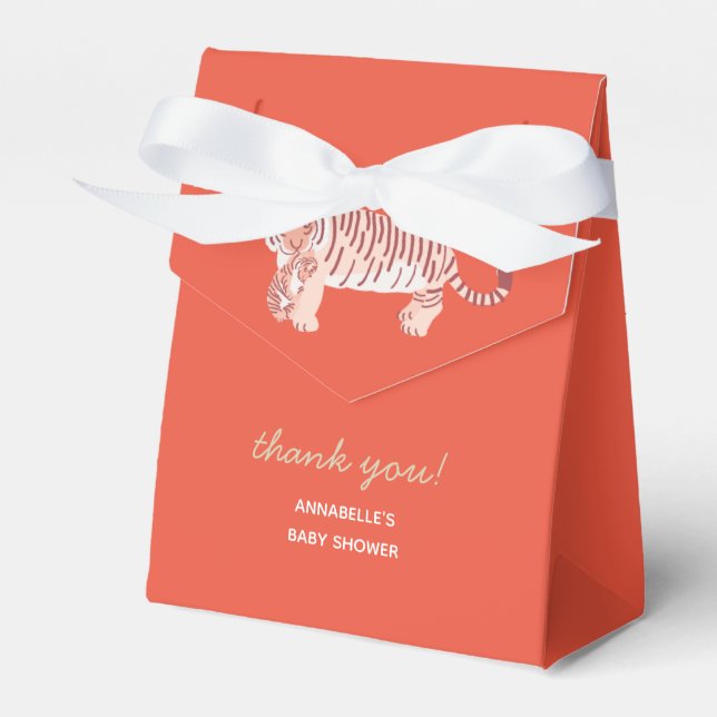Red Mum Tiger & Cub Baby Shower Gift Box (Front Side)