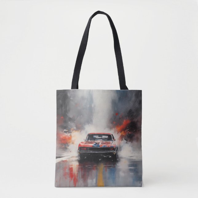 Red  Muscle Car head on Tote Bag (Front)