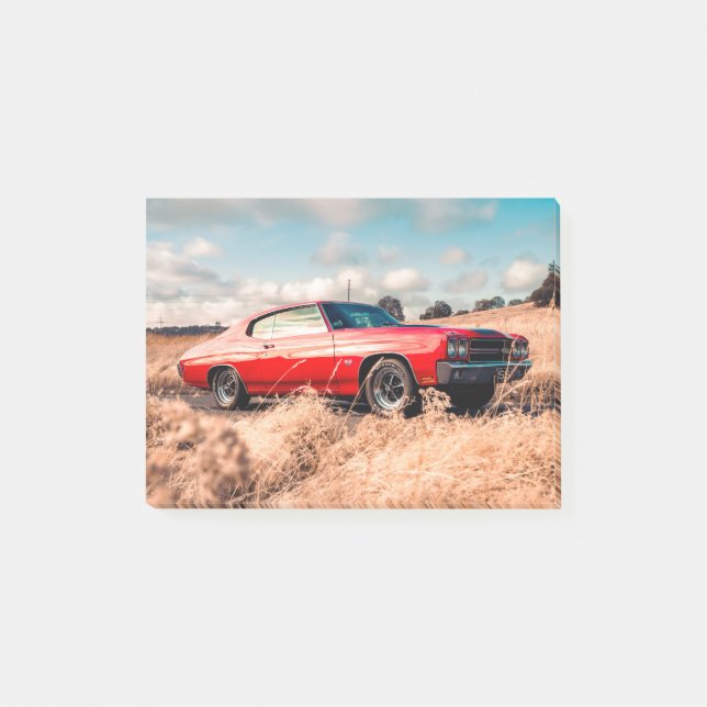 Red Muscle Car in grass. Post-it Notes (Front)
